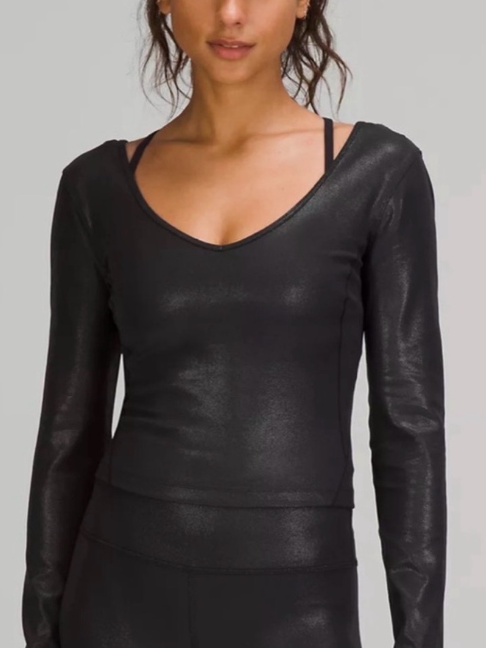 Lululemon Align Long Sleeve Top With Foil Print Black Size 6